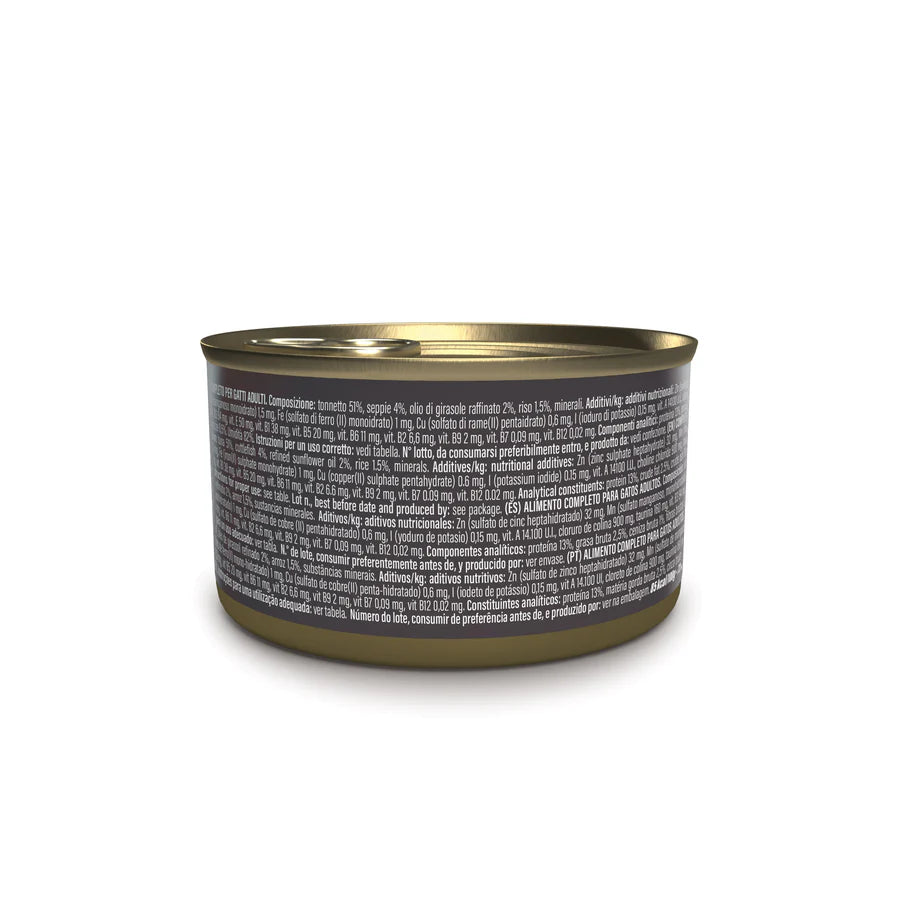 Schesir Complete Nutrition gatto adulto tonno e seppia 85g in gelatina con etichetta nera Schesir Complete Nutrition gatto adulto tonno e seppia 85g in gelatina con etichetta nera